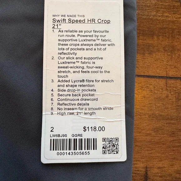 Lululemon Swift Speed HR Leggings 21” | Size 2 | NWT | Retail $118 - Picture 8 of 9